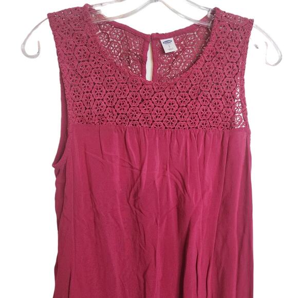 Old Navy Raspberry Pink Crochet Bodice Tank, Small - Picture 2 of 6